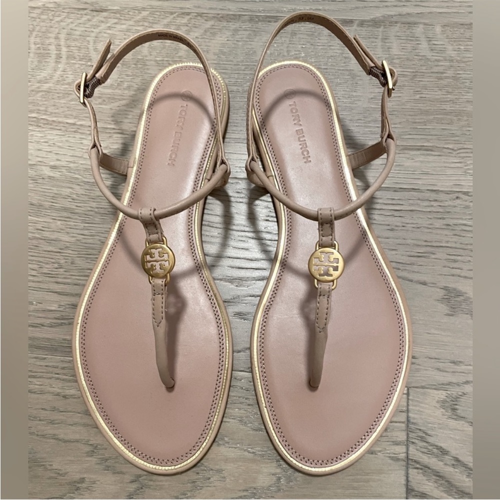 Tory Burch Mini Miller Sandals Nude Makeup 9 NEW NWOB